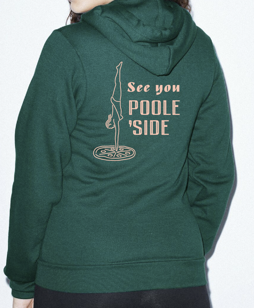Hoodie, Poole'side Pies, "Pizza Diver" Hunter Green (25% off!!!)